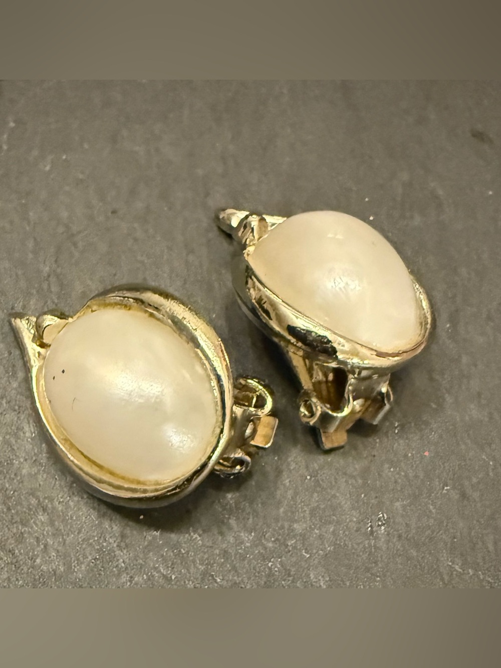 Gold-Tone White Stone Clip-On Earrings